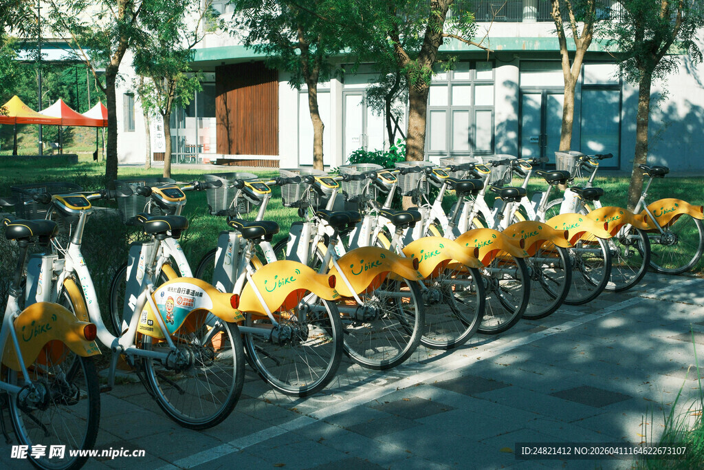 整齐排列的共享单车