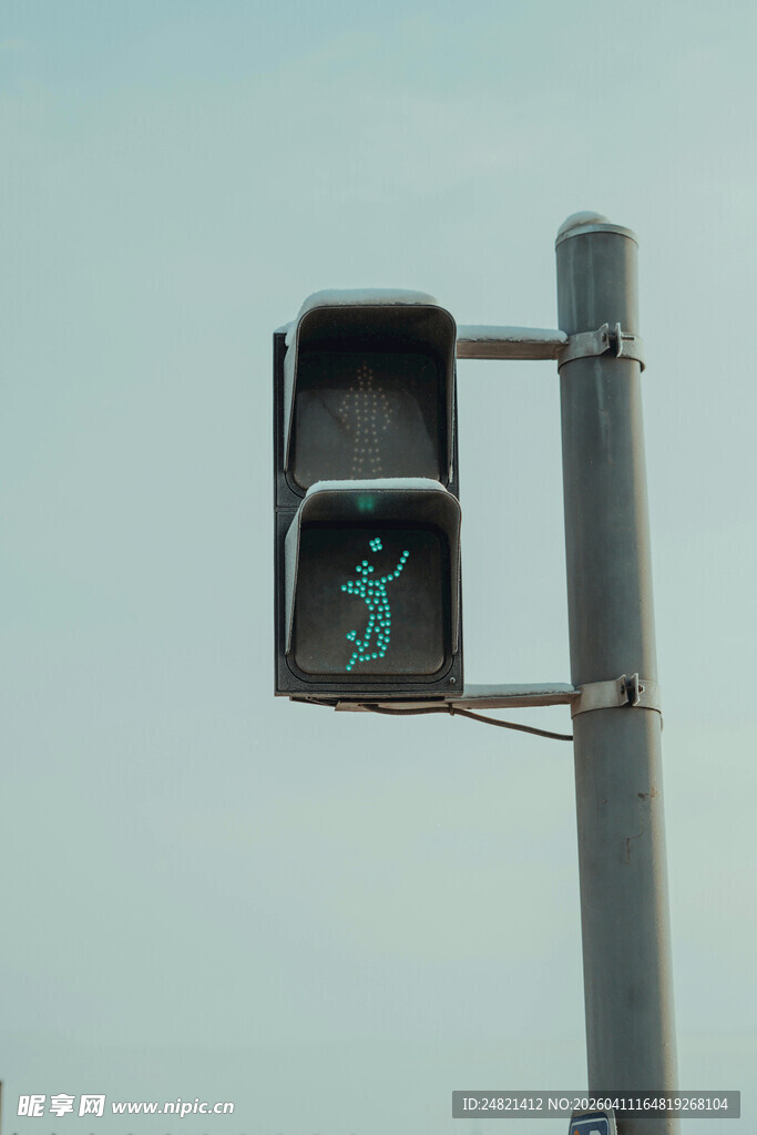 绿灯亮起的交通信号灯