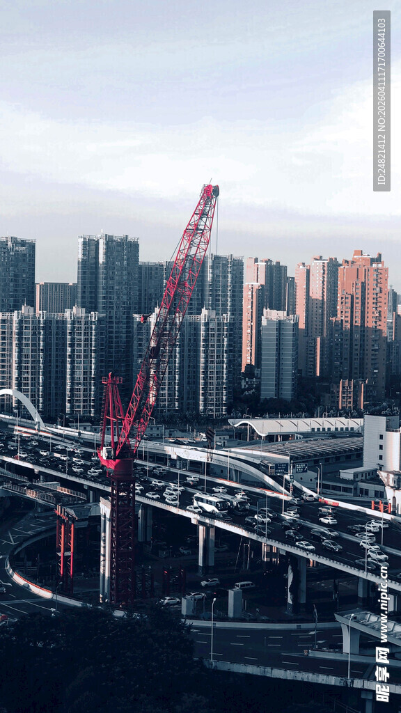 城市高架桥施工现场
