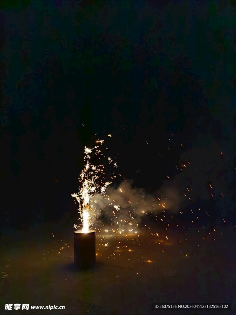 黑夜中绽放的绚烂烟花