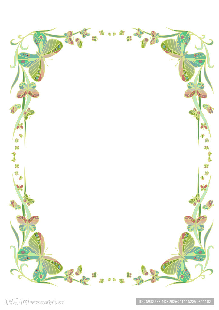 绿色花卉装饰边框图案