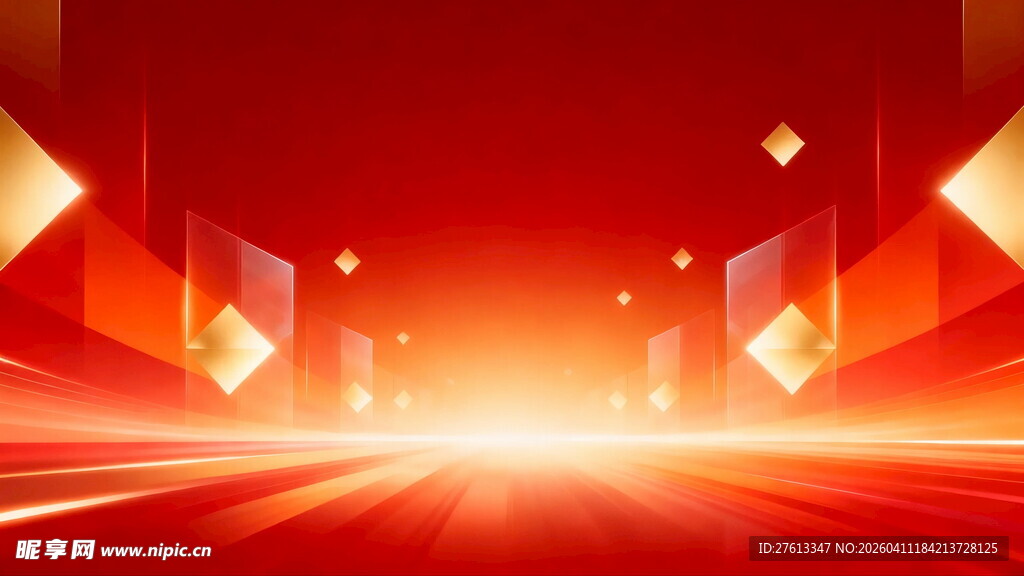 红色科技感光线背景图