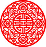 传统红色双喜剪纸图案