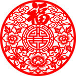 传统福字剪纸图案