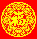 圆形福字剪纸装饰图案