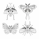 赛博黑色线描昆虫