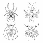 赛博黑色线描昆虫