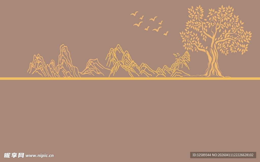 简约风景线条插画