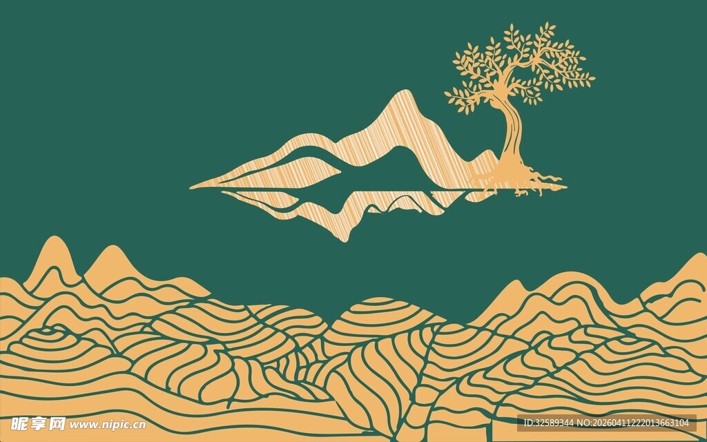 中式山水风景图案设计