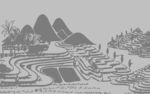 水墨梯田山水田园美景