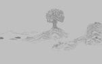 水墨风单棵树木风景图