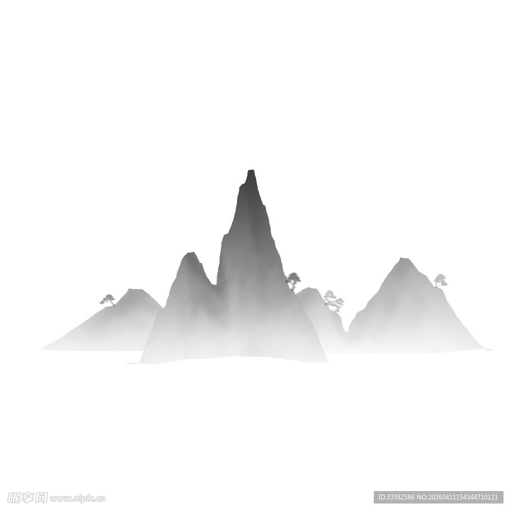 水墨风格山峦风景图