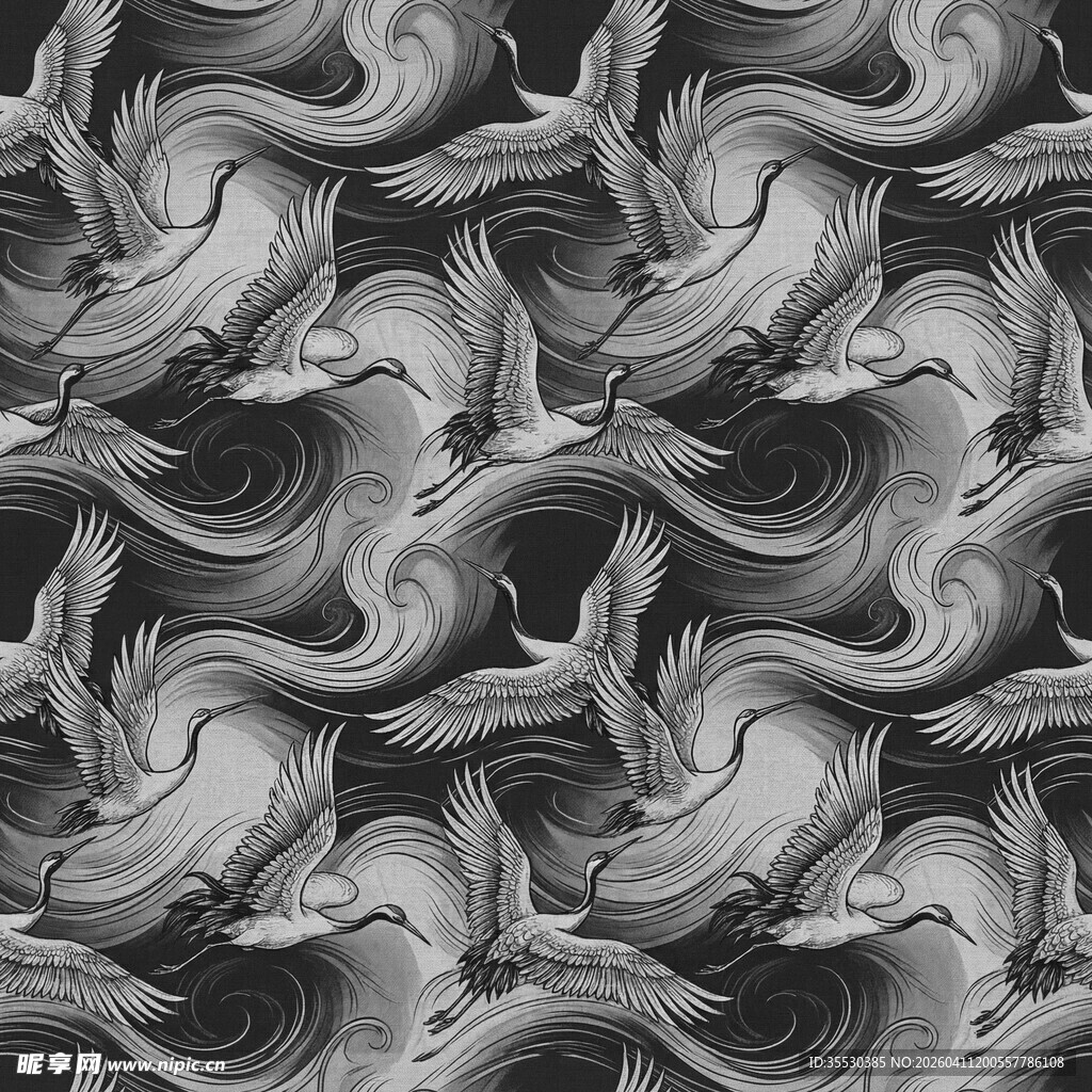 黑白海浪纹理图案