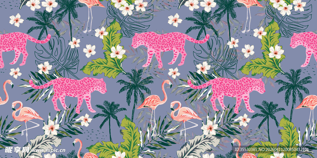 粉色老虎花卉图案背景