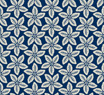 蓝底白花几何花卉图案