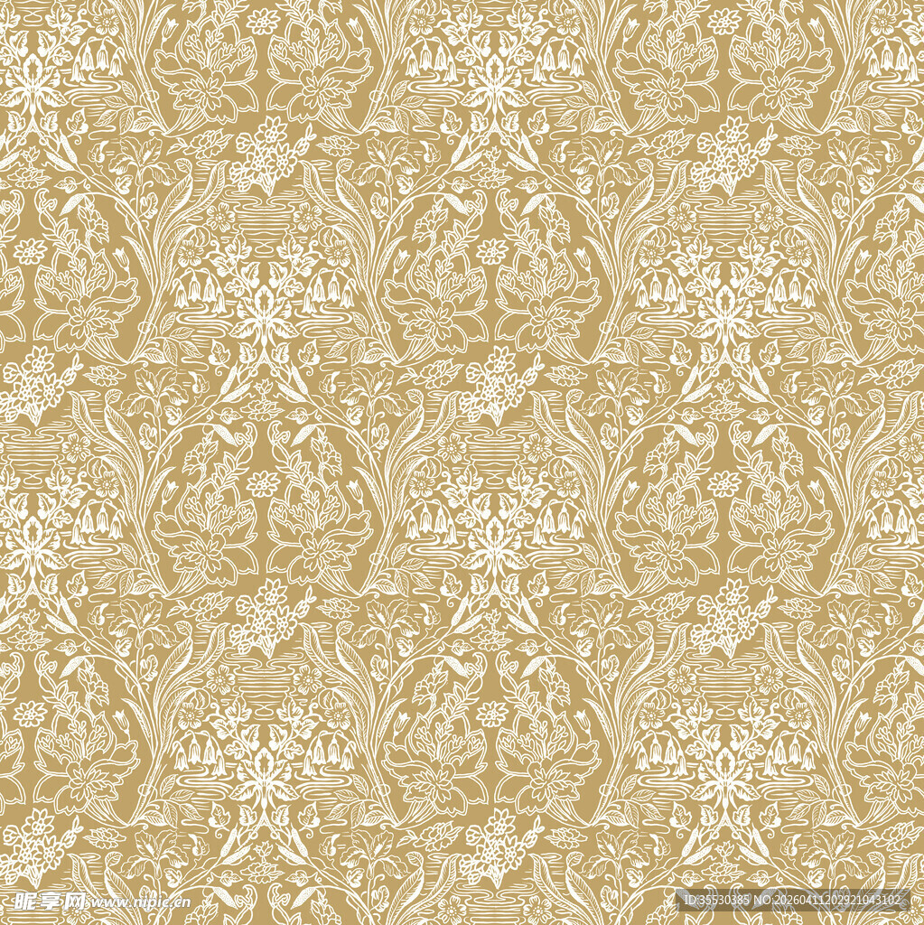 复古金色花纹背景图案