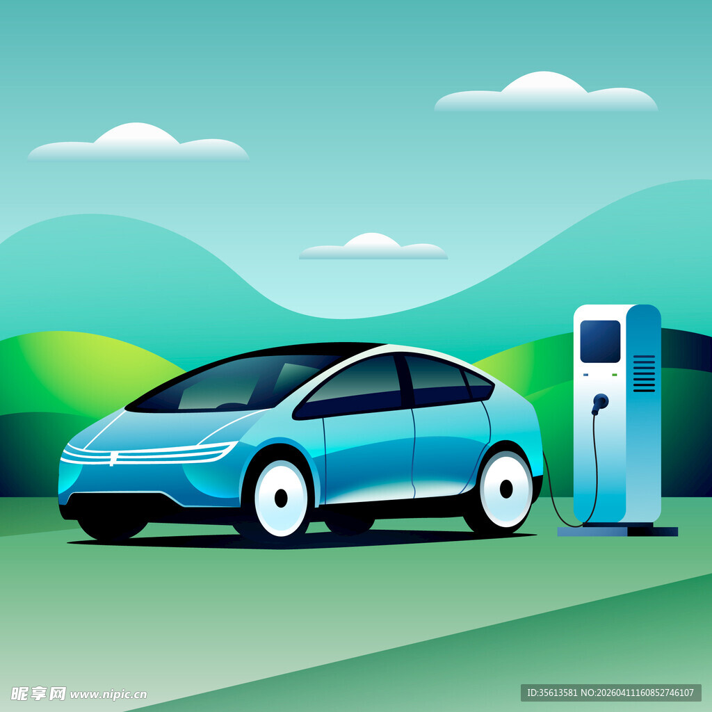 新能源汽车插画
