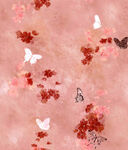 蝴蝶 晕染花 数码印花