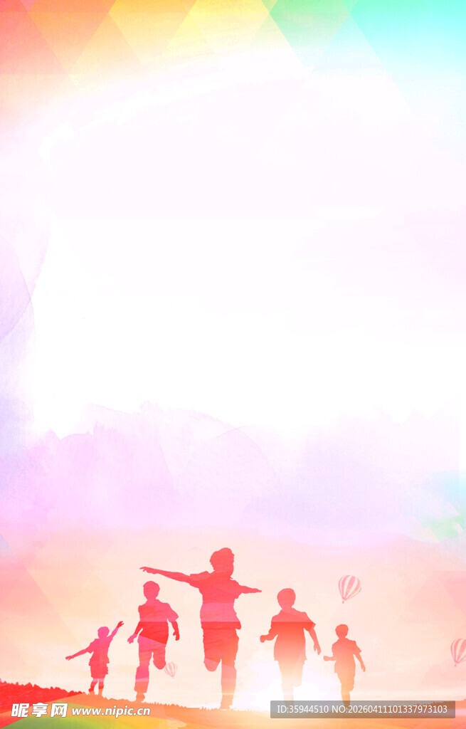 彩色背景下的欢乐人群