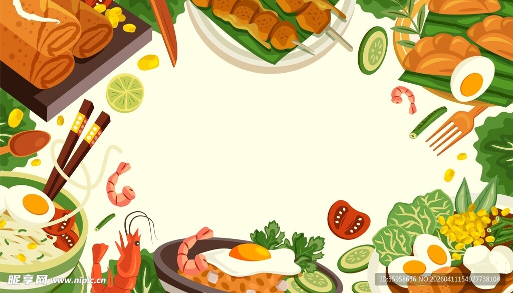 美食边框背景