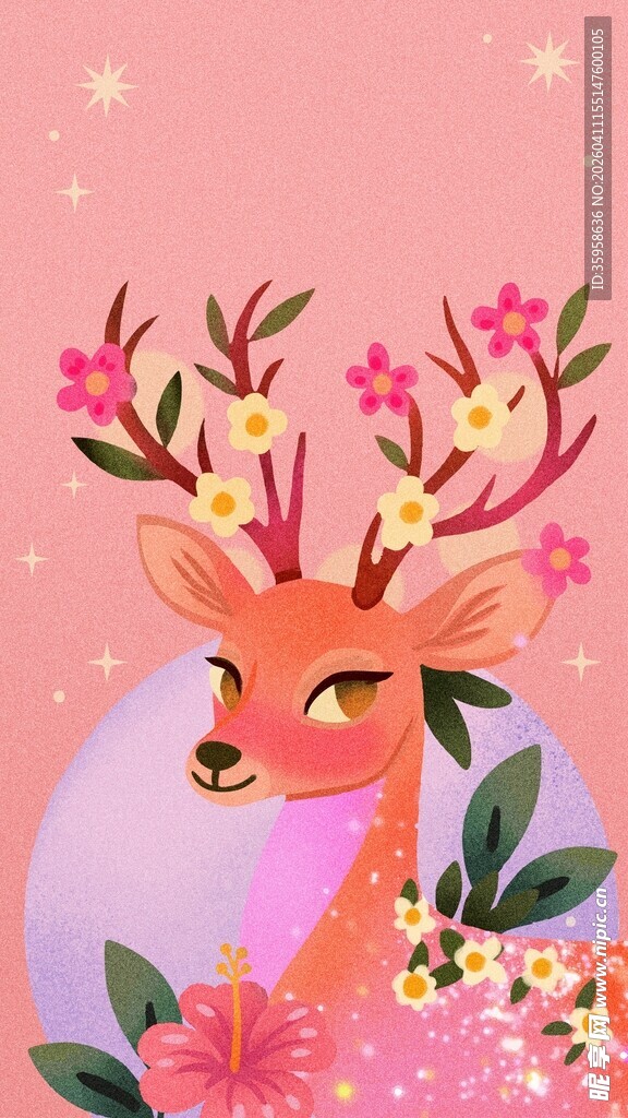 花鹿插画