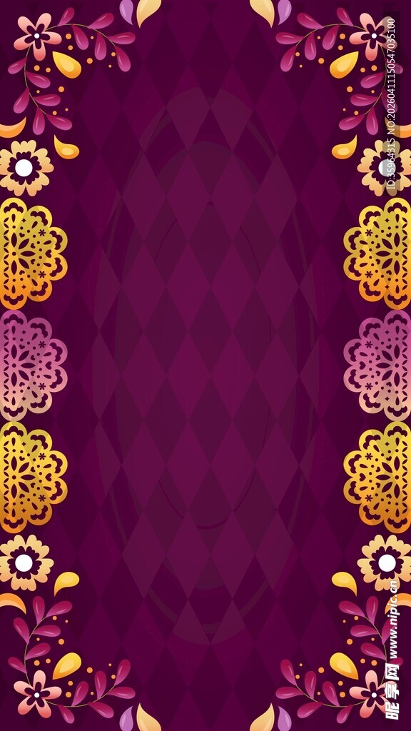 紫调花卉边框