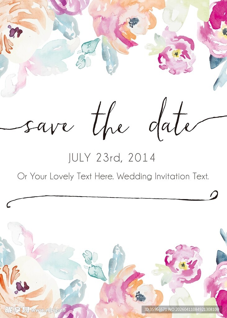 花卉婚礼日期提醒卡片