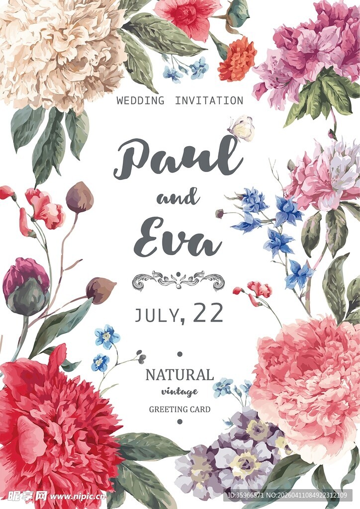 花卉婚礼请柬设计