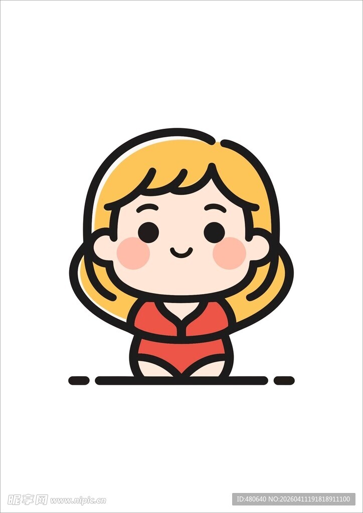 可爱红衣双马尾卡通女孩