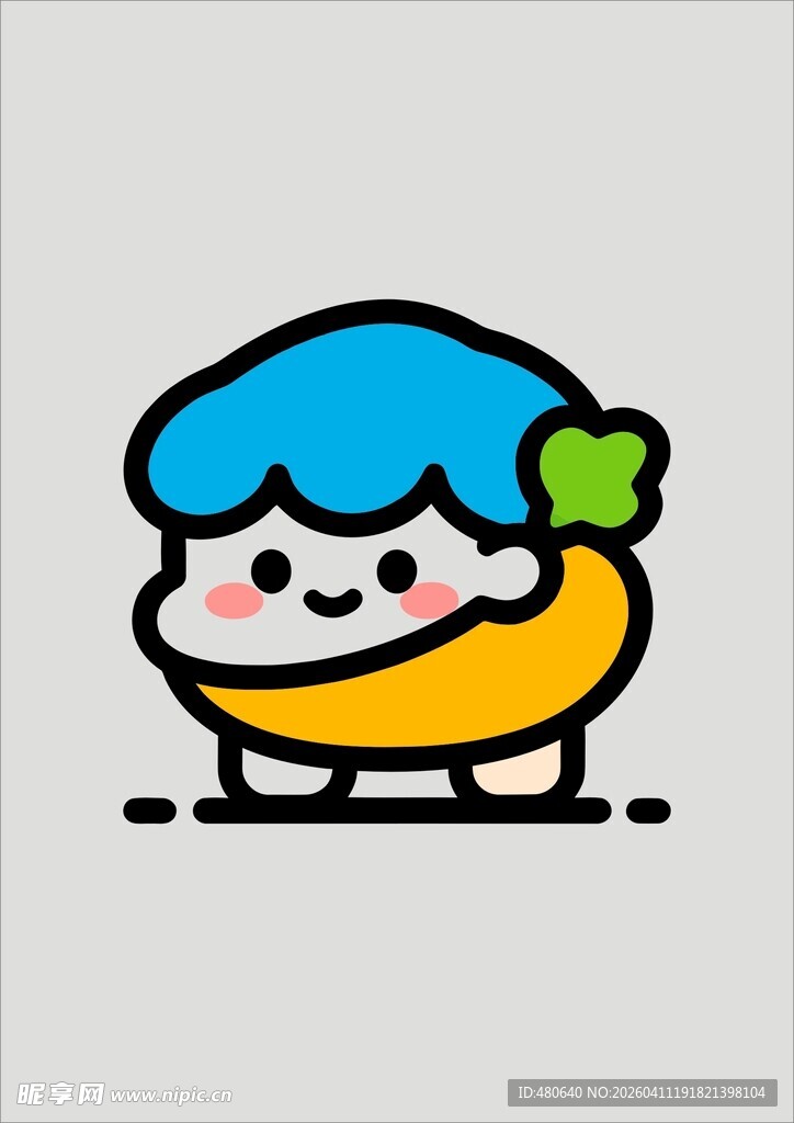 蓝发卡通萌趣小人形象