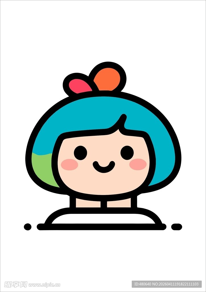 可爱短发卡通女孩形象