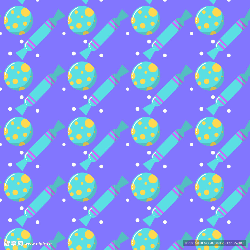 紫底蓝色糖果矢量图案背景