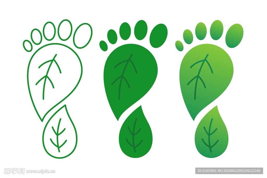 绿叶足印图案