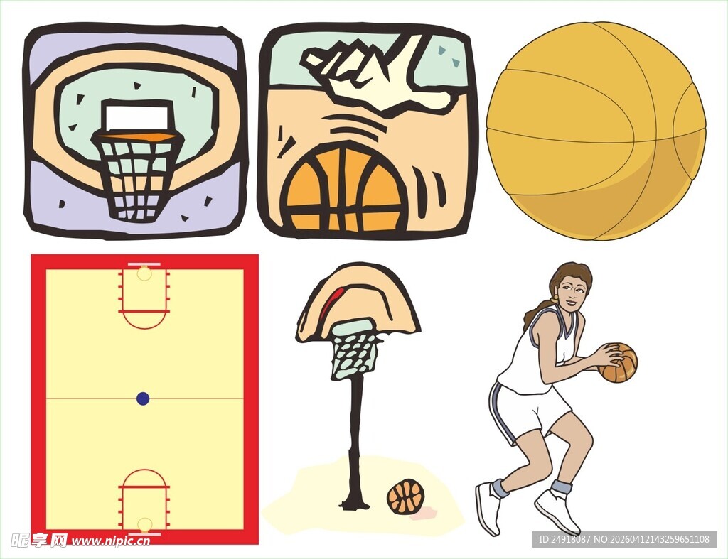 篮球运动元素插画