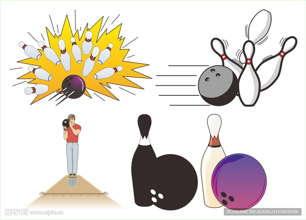 趣味保龄球运动元素集合