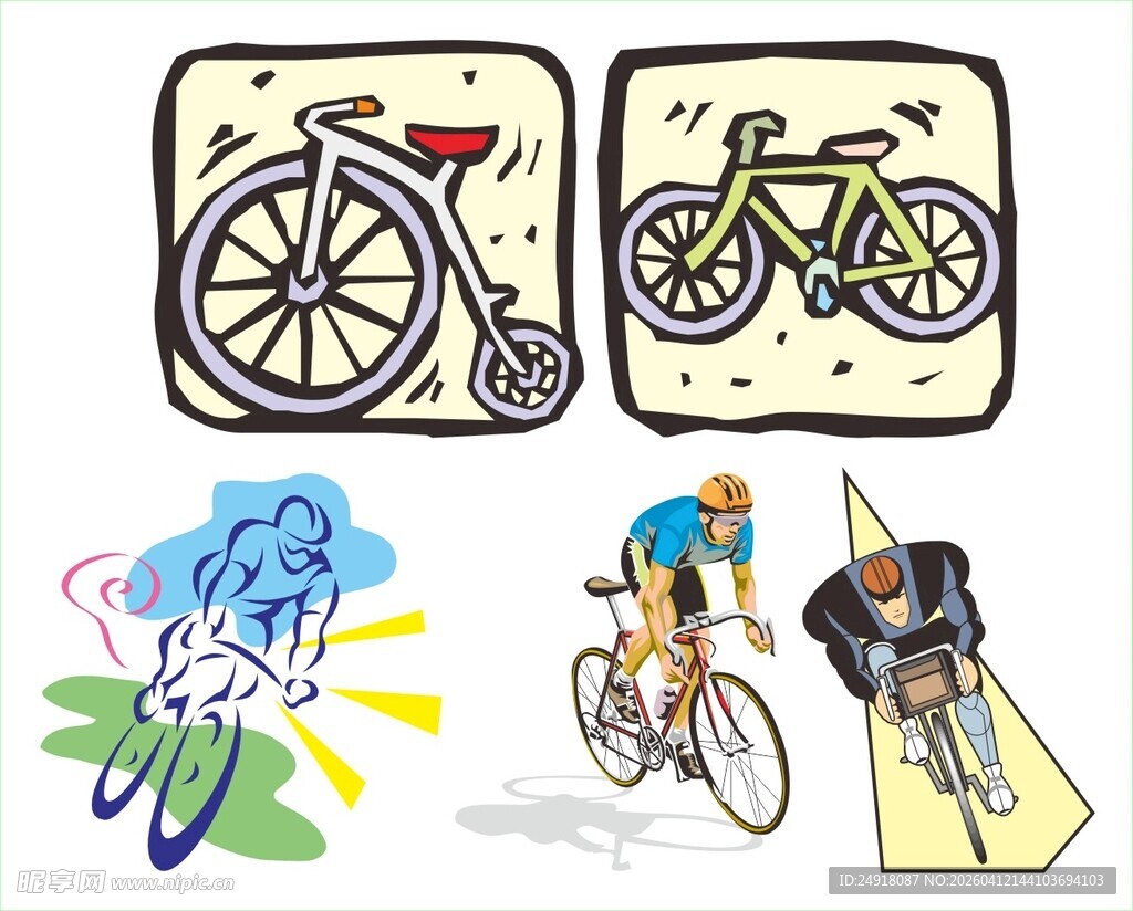 自行车运动元素插画