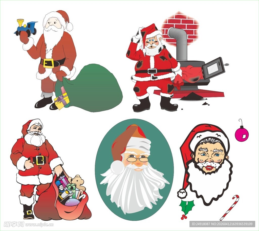 圣诞老人相关卡通元素集合