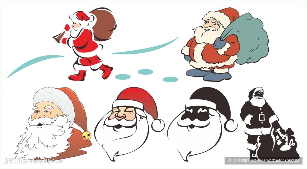 多样圣诞老人形象插画