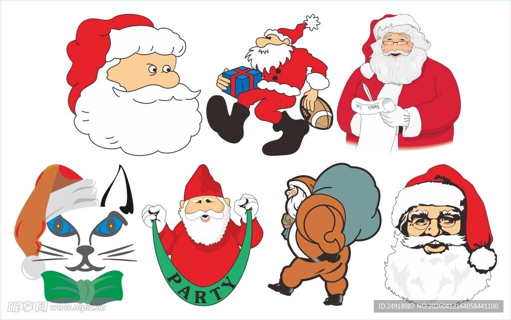 多样圣诞老人及动物形象