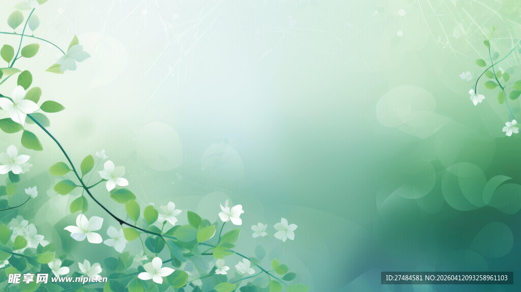 清新绿景花卉背景图