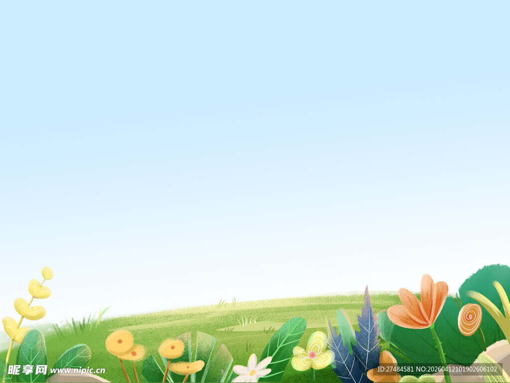 春日草地花卉风景图