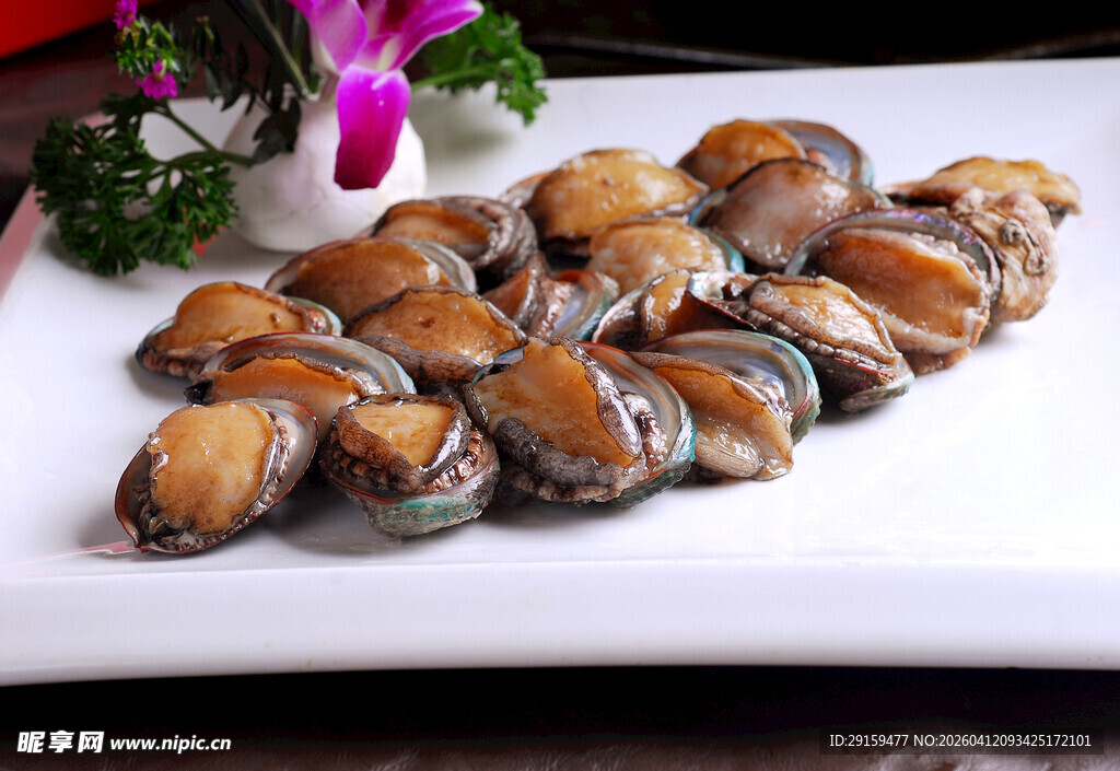 美味清蒸鲍鱼摆盘精致