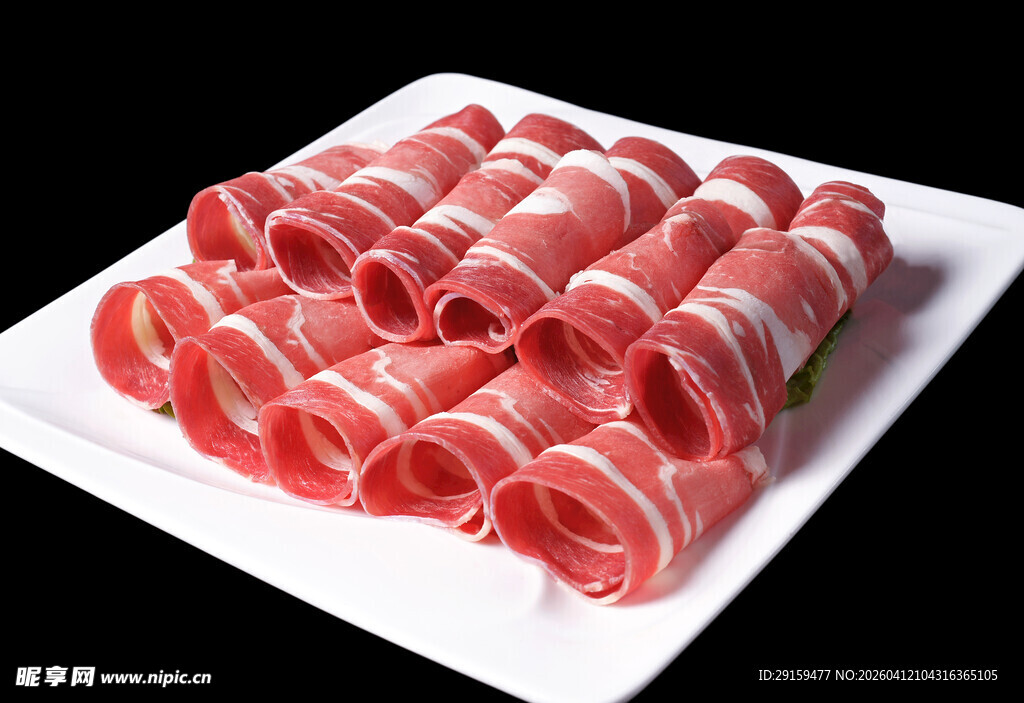 新鲜牛肉卷摆盘展示