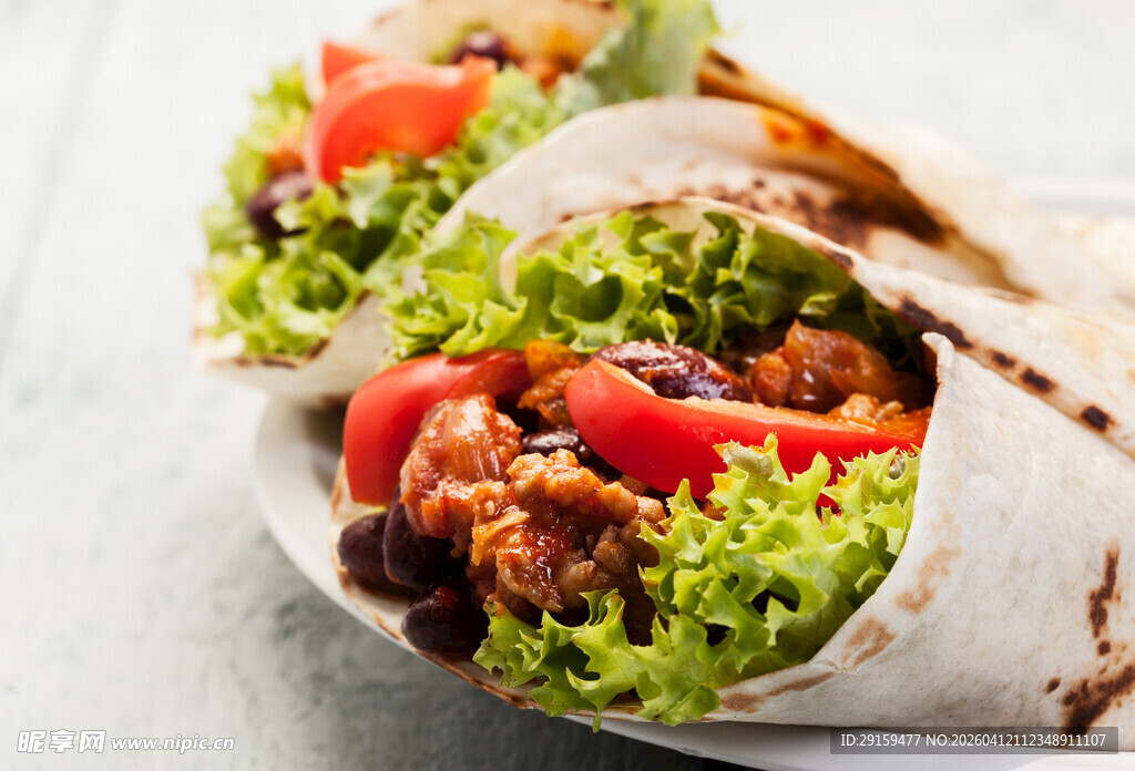 美味鸡肉蔬菜卷饼