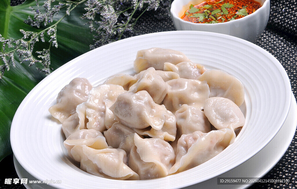 美味饺子摆于盘中