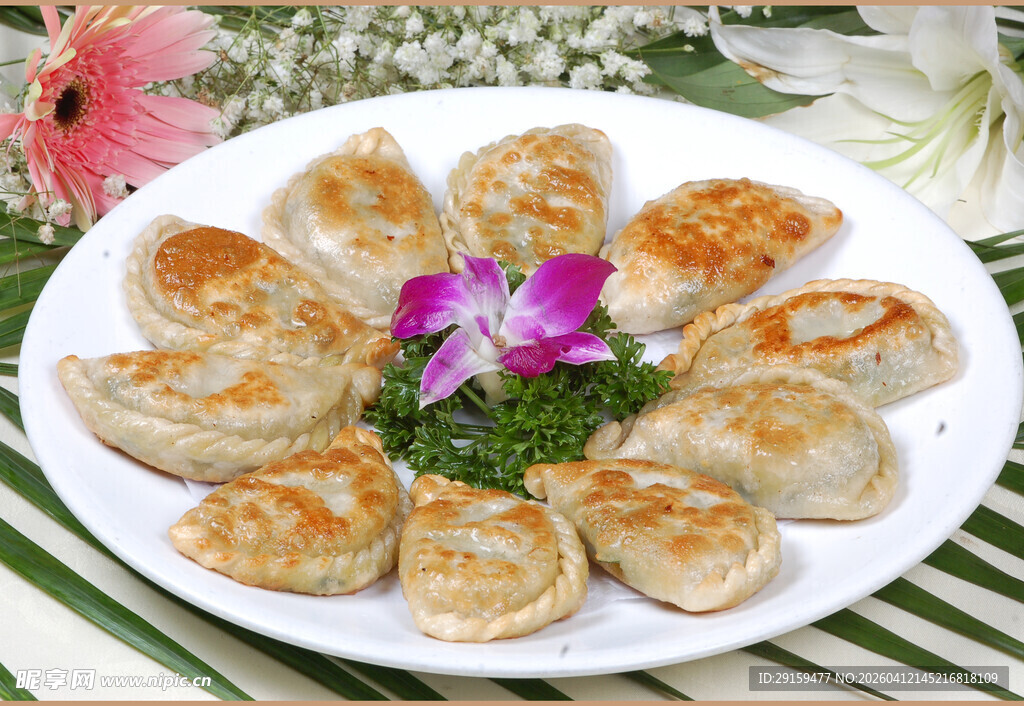 美味煎饺摆盘精致