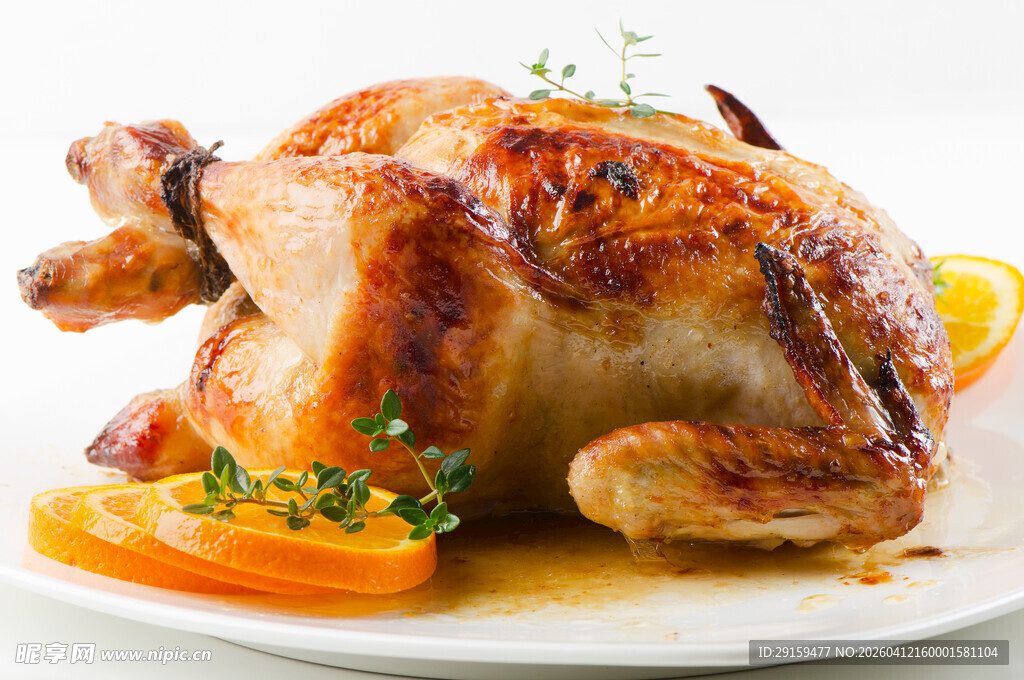 烤鸡配蔬果摆盘精美