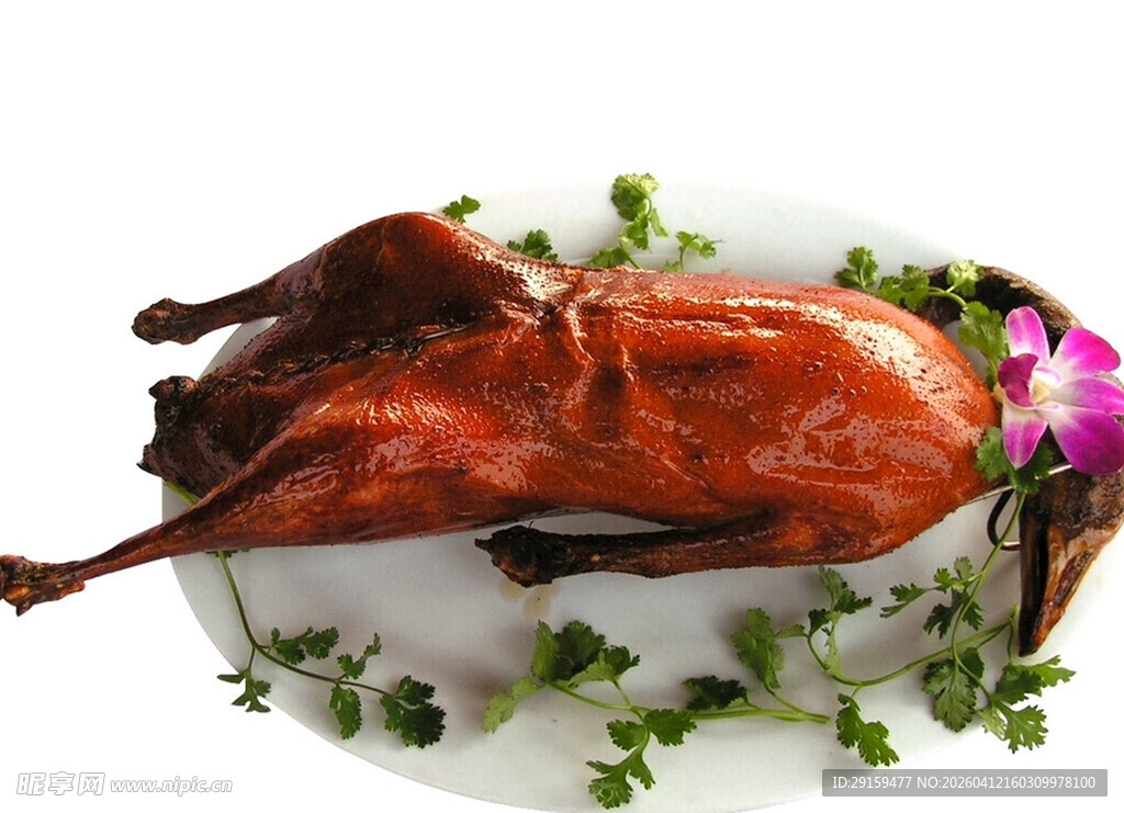 美味烤鸭摆盘精致