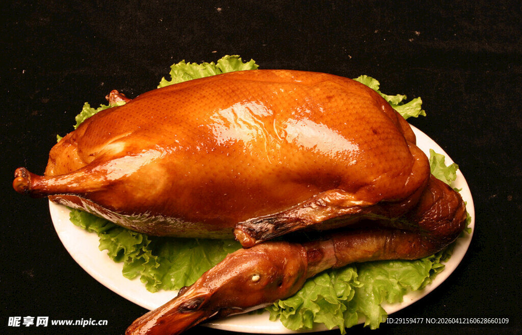 美味烤鸭摆盘展示