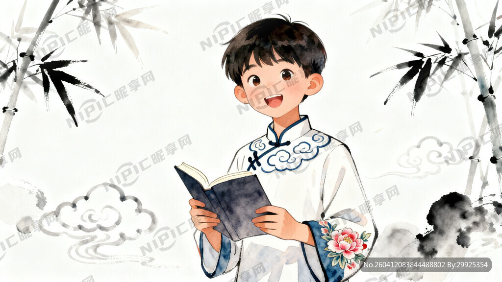 现代小学生 背景白色